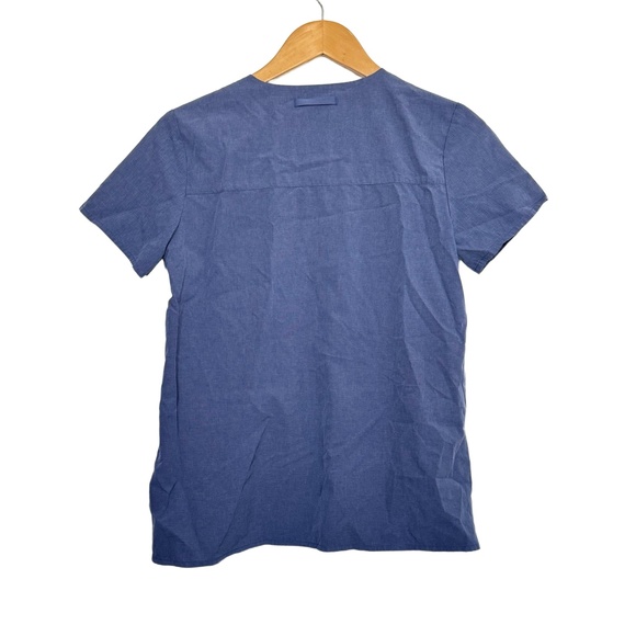 FIGS Scrub Environmentally Awesome Collection E.A.C. Chambray Blue Top X-Small - Picture 2 of 3